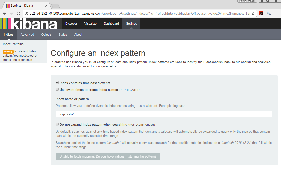 Kibana Landing Page